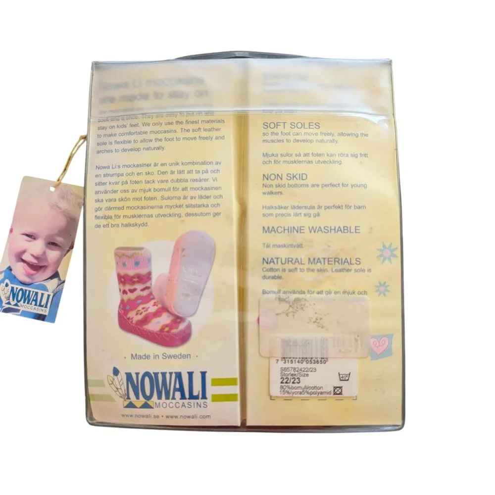 Nowali Toddler Sz 18M Tan Brown Animal Print Cotton Blend Leather Sole Moccasins